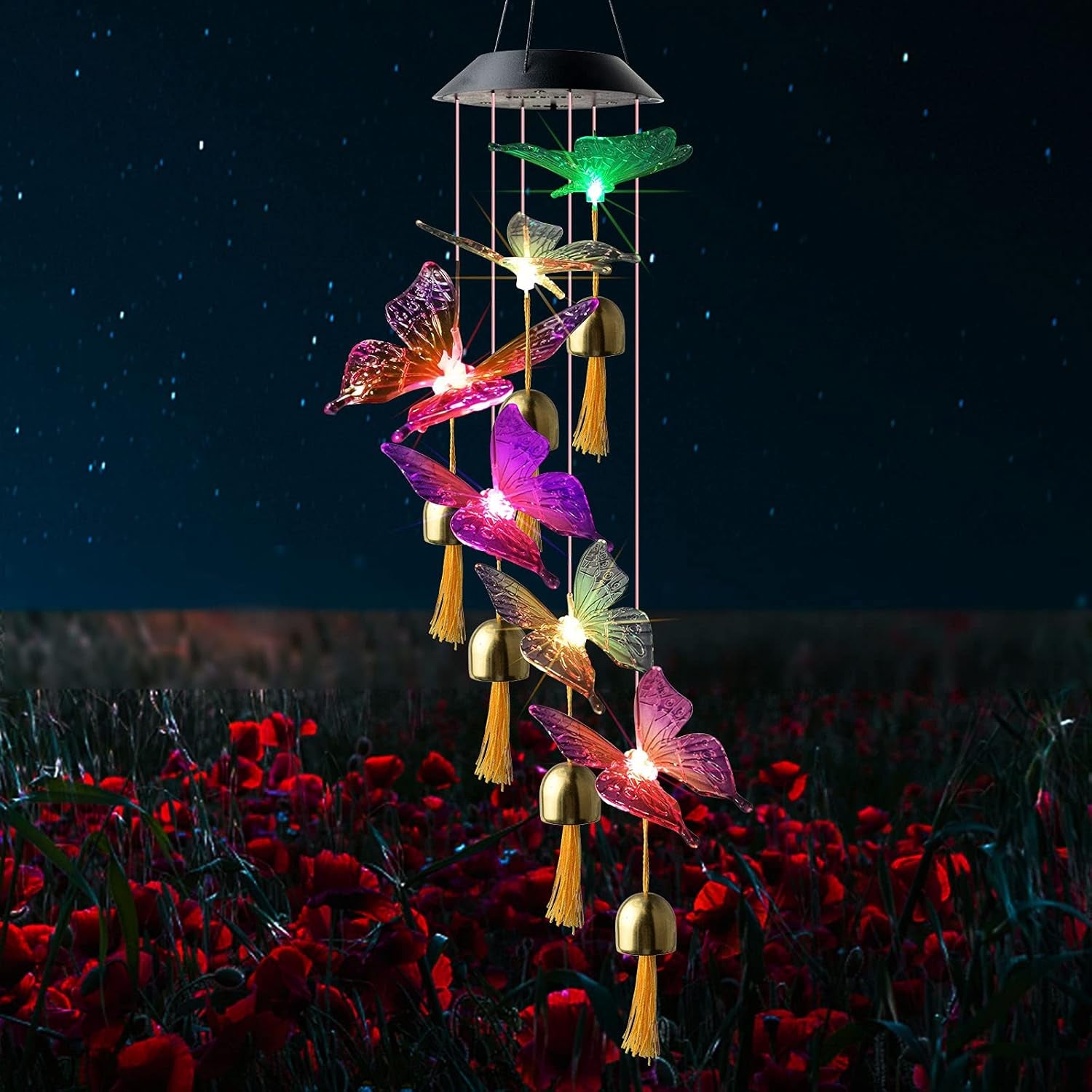 Butterfly Wind Chimes, Christmas Wind Chimes Solar