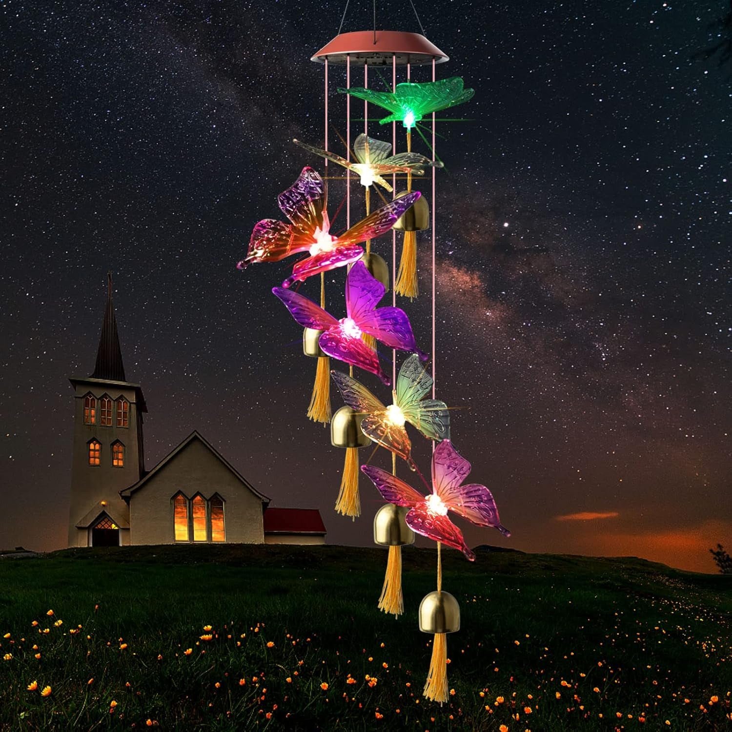 Butterfly Wind Chimes, Christmas Wind Chimes Solar